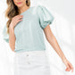 Sage Whimsy Puff Blouse