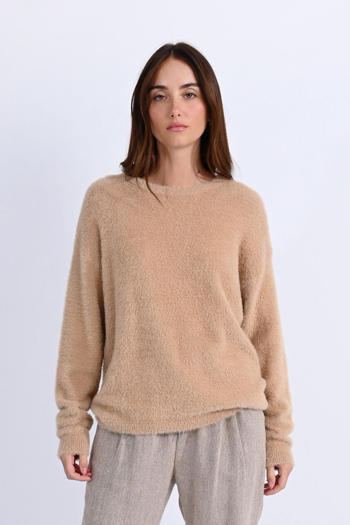 Cuddle Me Up Beige Fuzzy Sweater