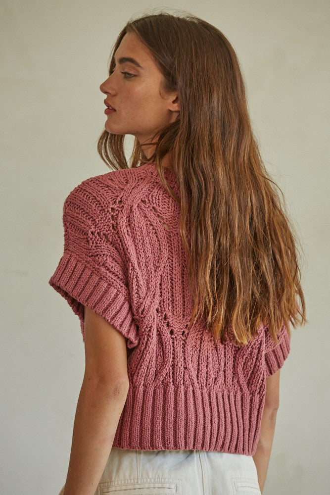 Vintage Mauve Crochet Sweater