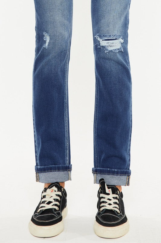 KanCan Mid-Rise Cuffed Skinny Straight Leg Jeans