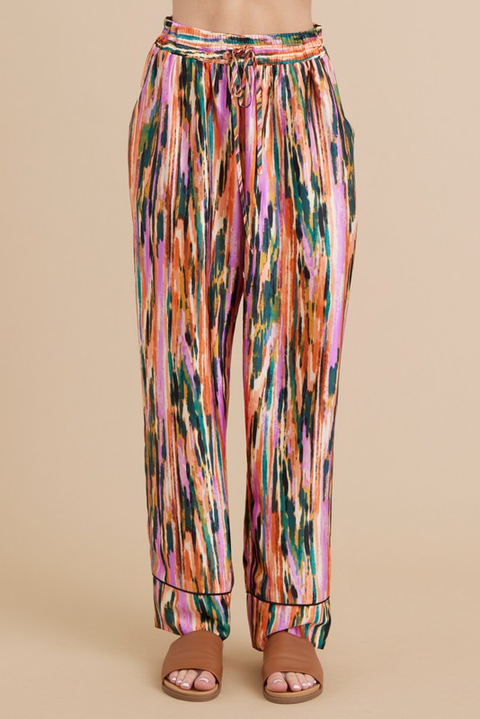 Paint Print Satin Pajama Separates