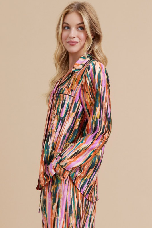 Paint Print Satin Pajama Separates