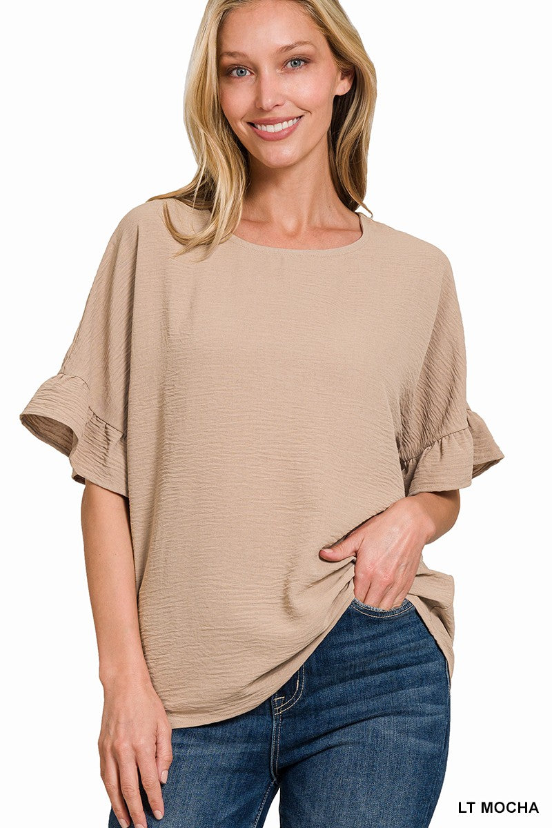 Cocoa Ruffle Charm Top