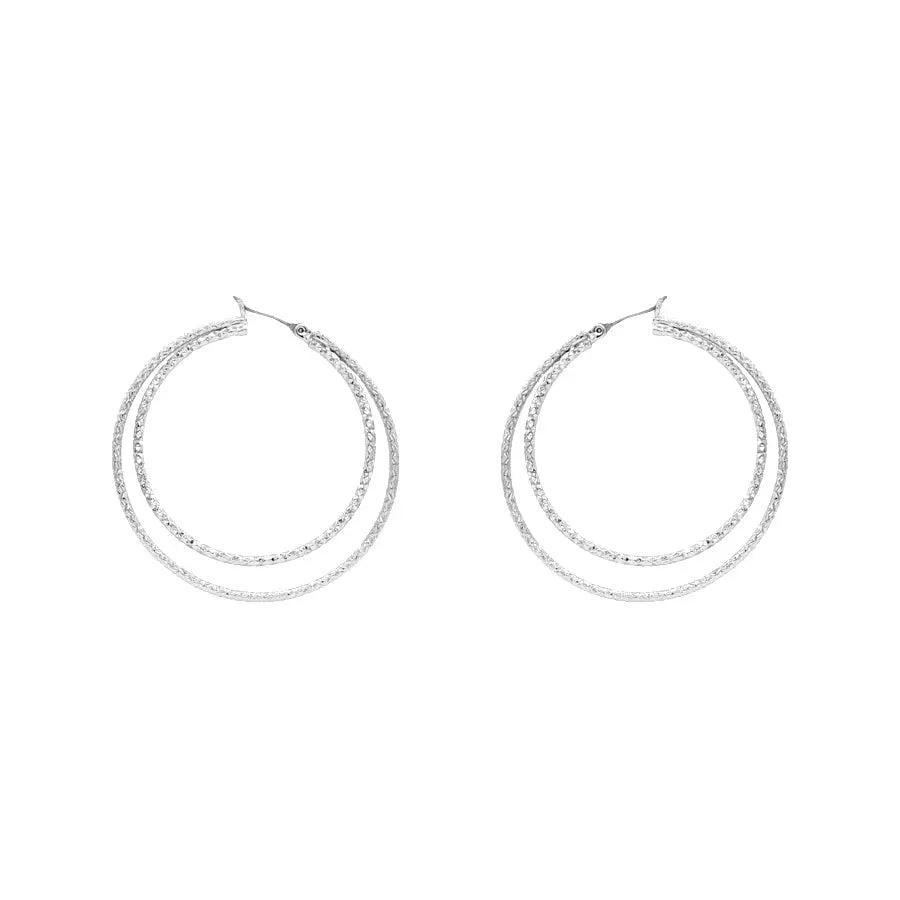 Silver Textured Layered Earring