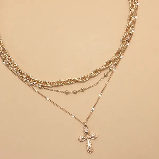 Multilayer Cross Pendant Necklace