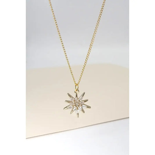 Starburst Rhinestone Pendant Necklace