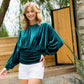 THML Velvet On The Go Emerald-Teal Blouse