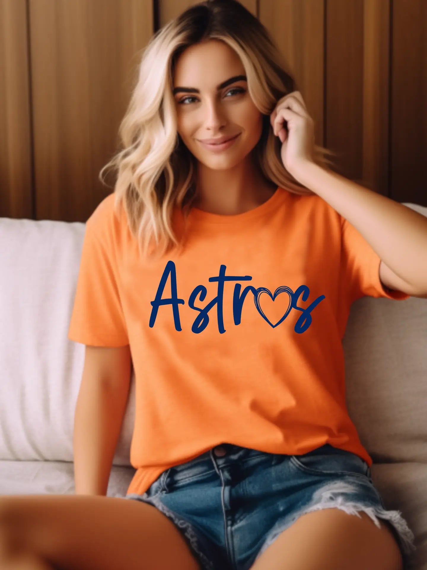 Orange Astros Heart Tee