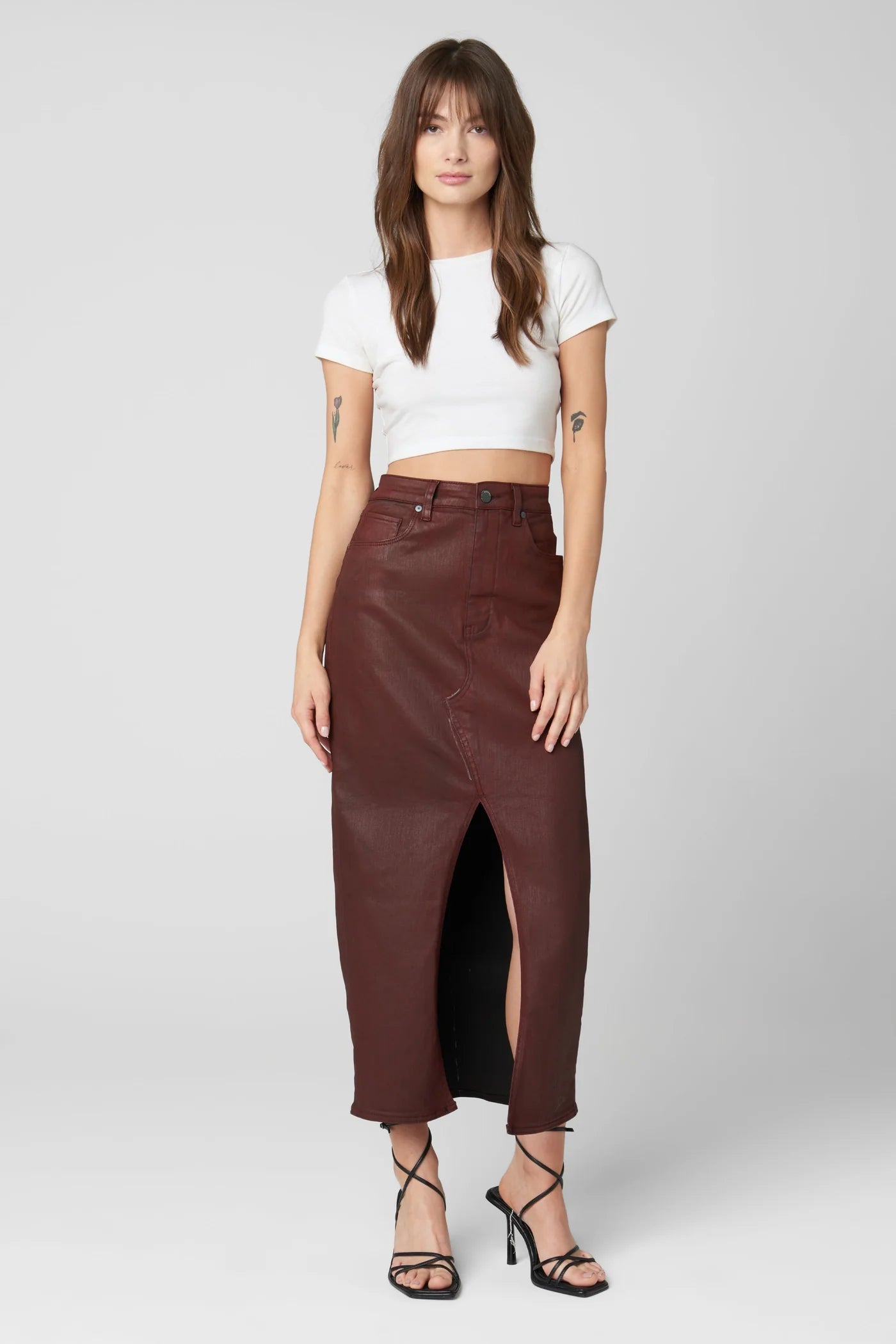 SALE - "Coffee Talk" Wine Straight Stretch Skirt