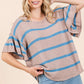 By The Sea Stripe Ruffle Sweater