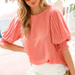 Coral Pleat Sleeve Blouse