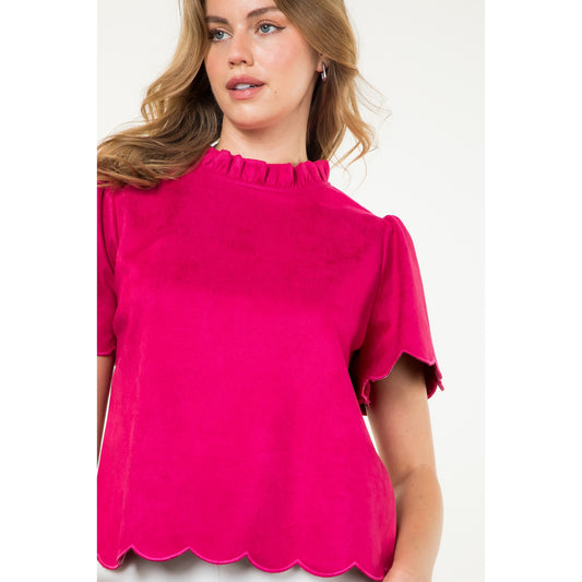 THML Velvet Suede Pink Blouse