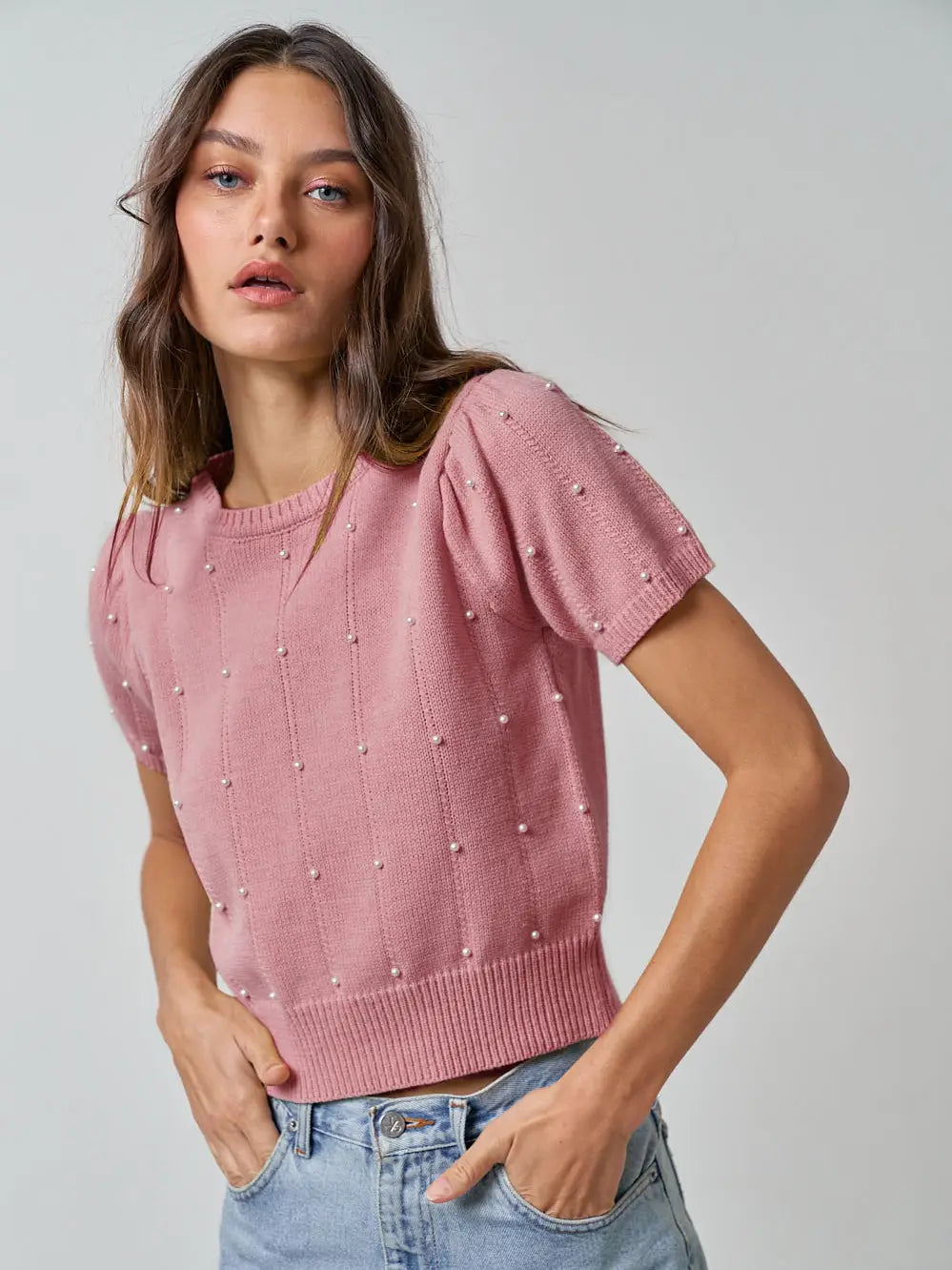 Coming Up Perfectly Pearly Petal Pink Sweater Top