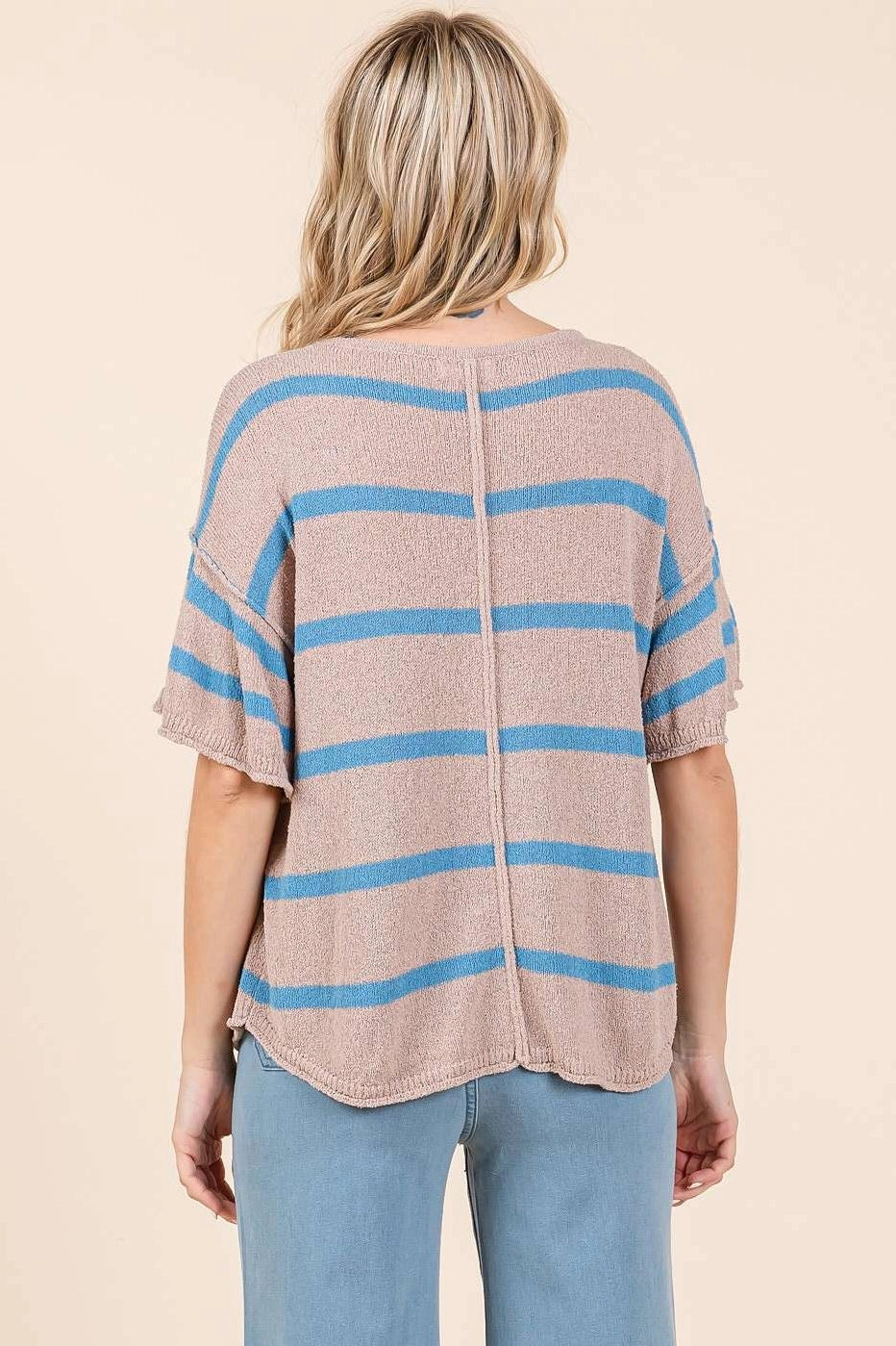 By The Sea Stripe Ruffle Sweater