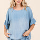 My Favorite Chambray Flowy Ruffle Sleeve Top