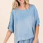 My Favorite Chambray Flowy Ruffle Sleeve Top