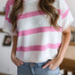 Bubblegum Pink Striped Knitted Top