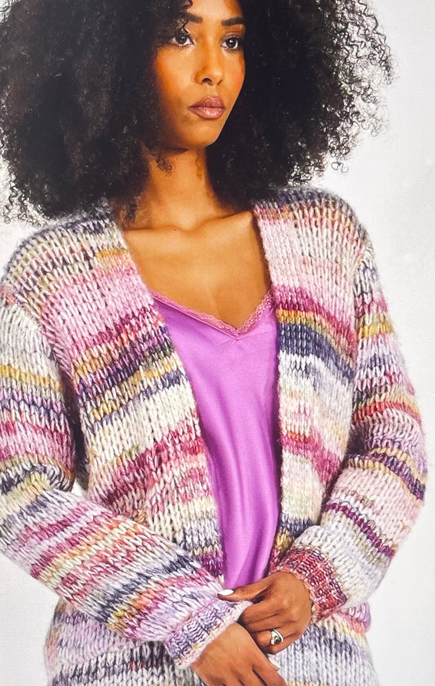 Mauve Sunset Knit Fuzzy Cardigan