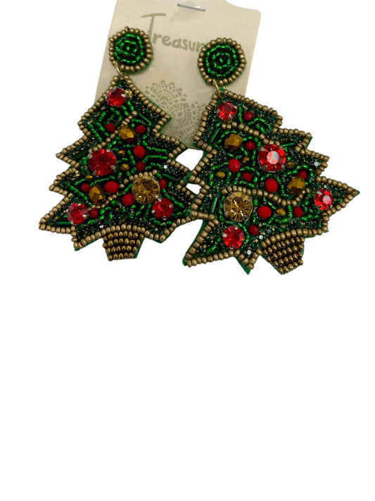 Christmas Tree Beaded Earrings