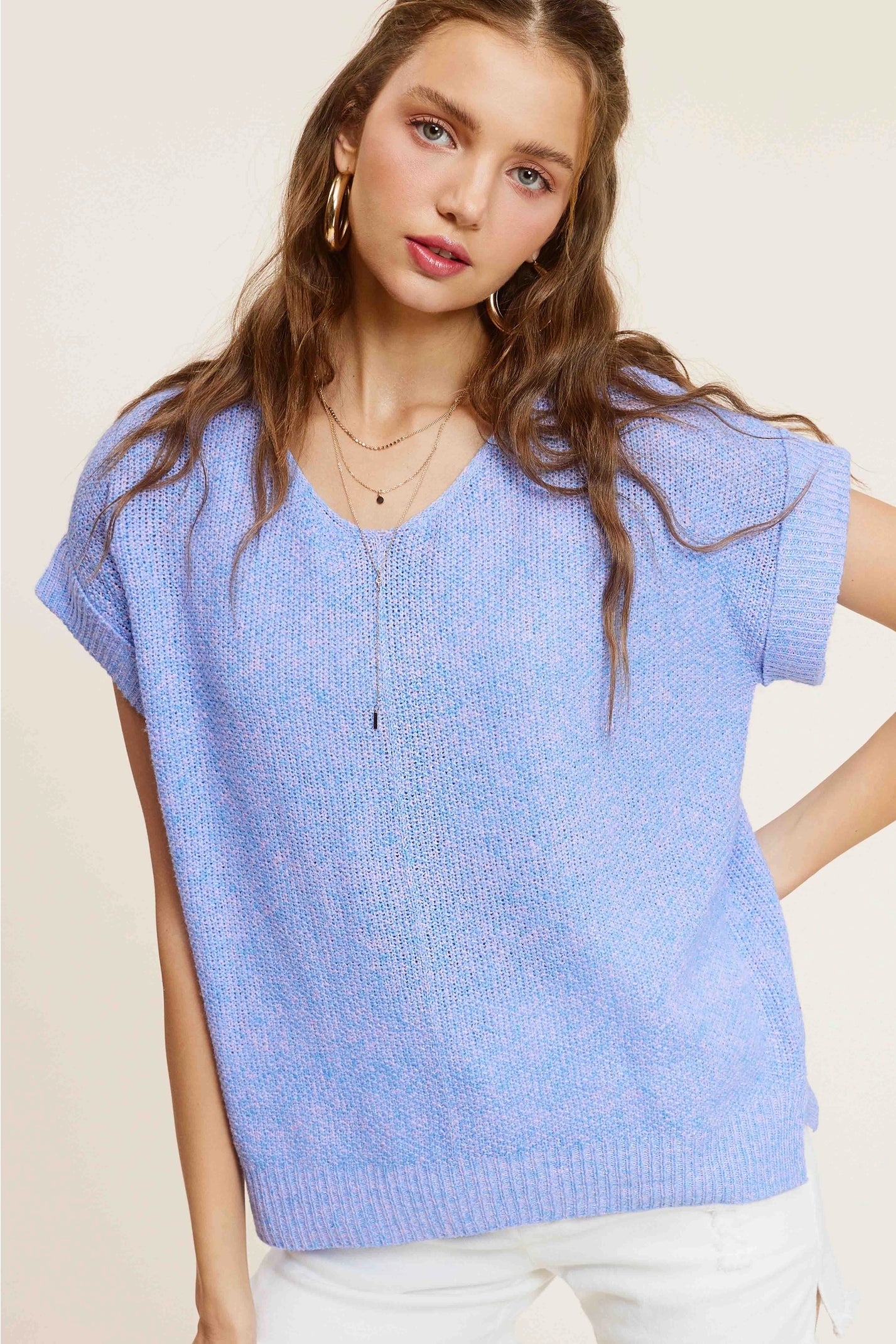 Lush Periwinkle Twinkle Sweater Top