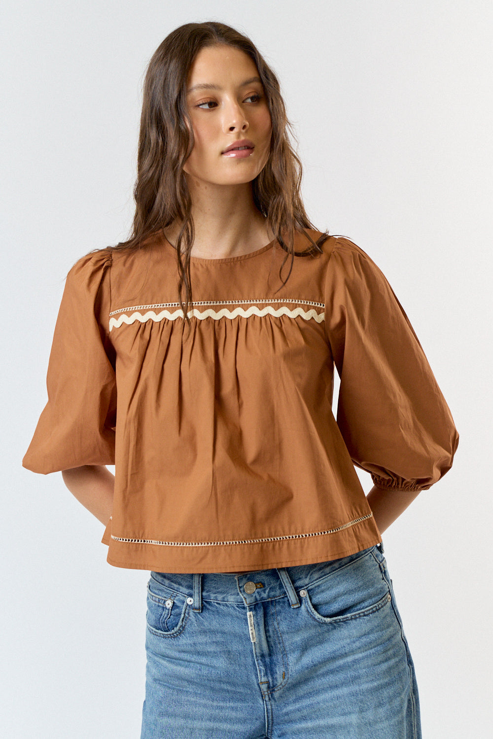 Autumn Waves Peplum Rick Rack Top