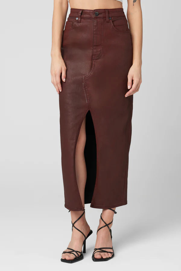 SALE - "Coffee Talk" Wine Straight Stretch Skirt