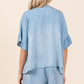 My Favorite Chambray Flowy Ruffle Sleeve Top