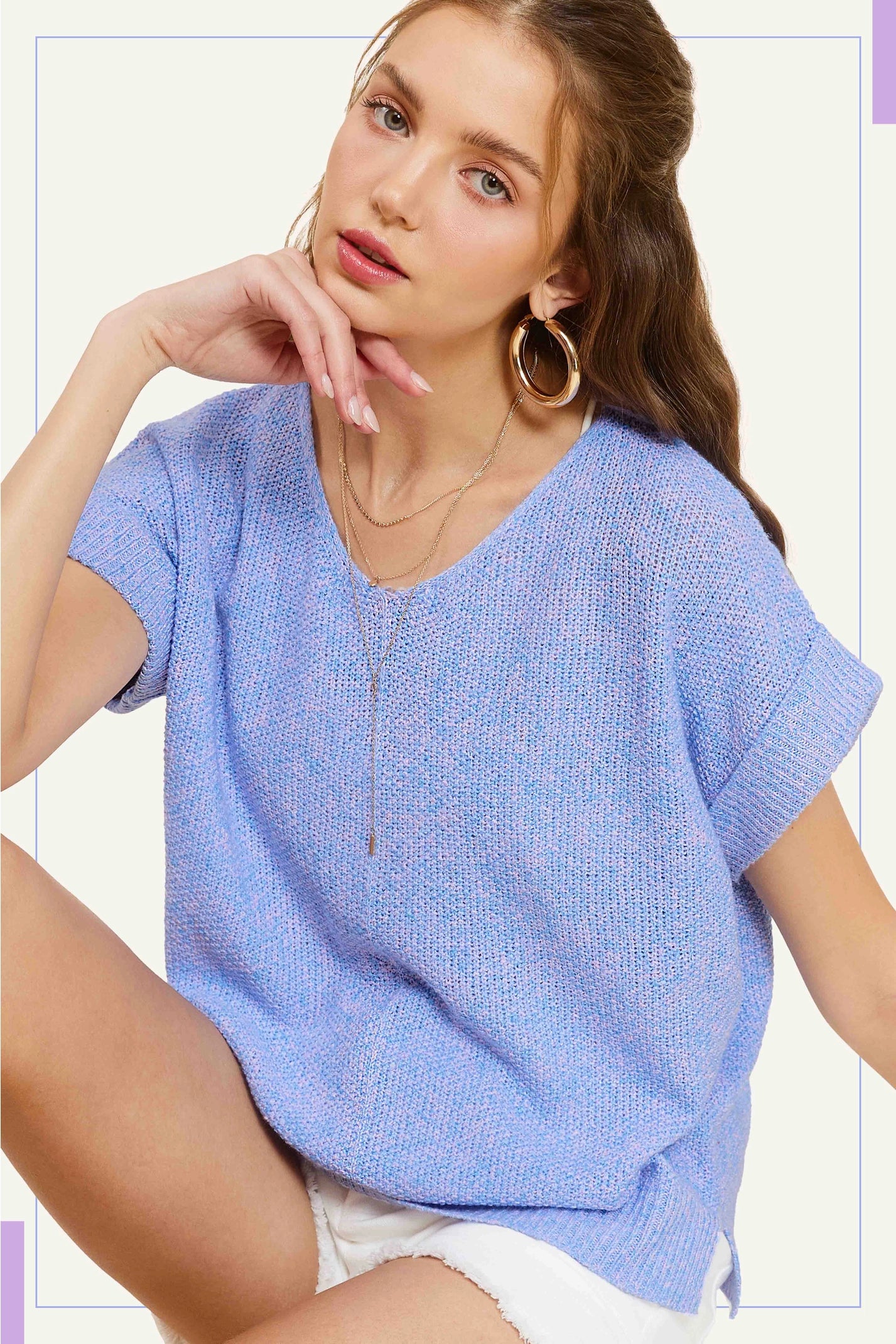 Lush Periwinkle Twinkle Sweater Top