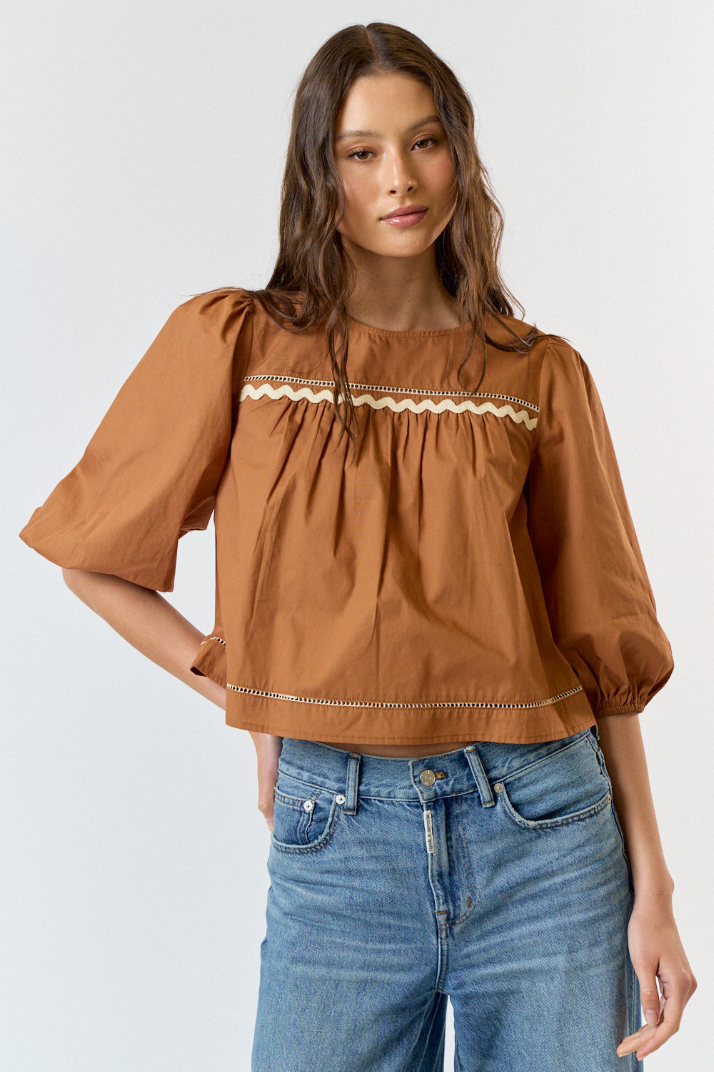 Autumn Waves Peplum Rick Rack Top