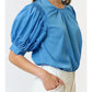 Blue & All Puffed Up Round Neck Top