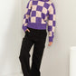 Weekend Chills Checkered Long Sleeve Sweater