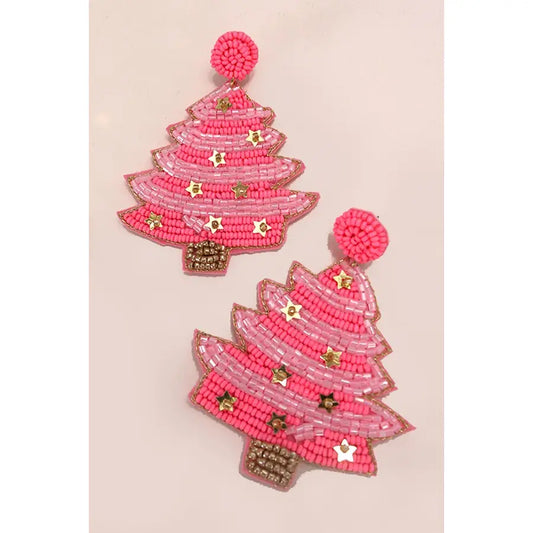 Christmas Tree Holiday Seedbead Earrings