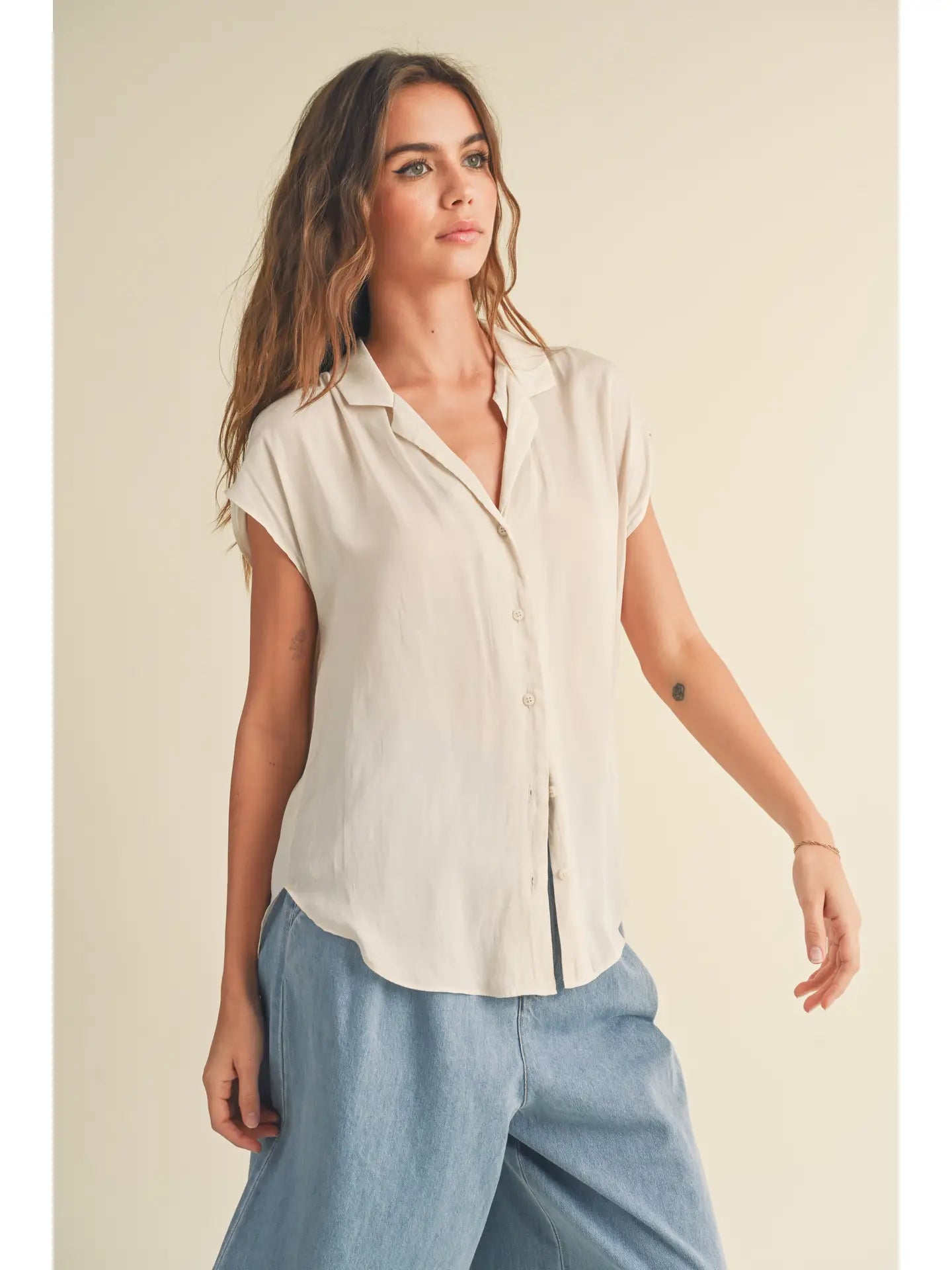 Pearl Glow Button Up Top