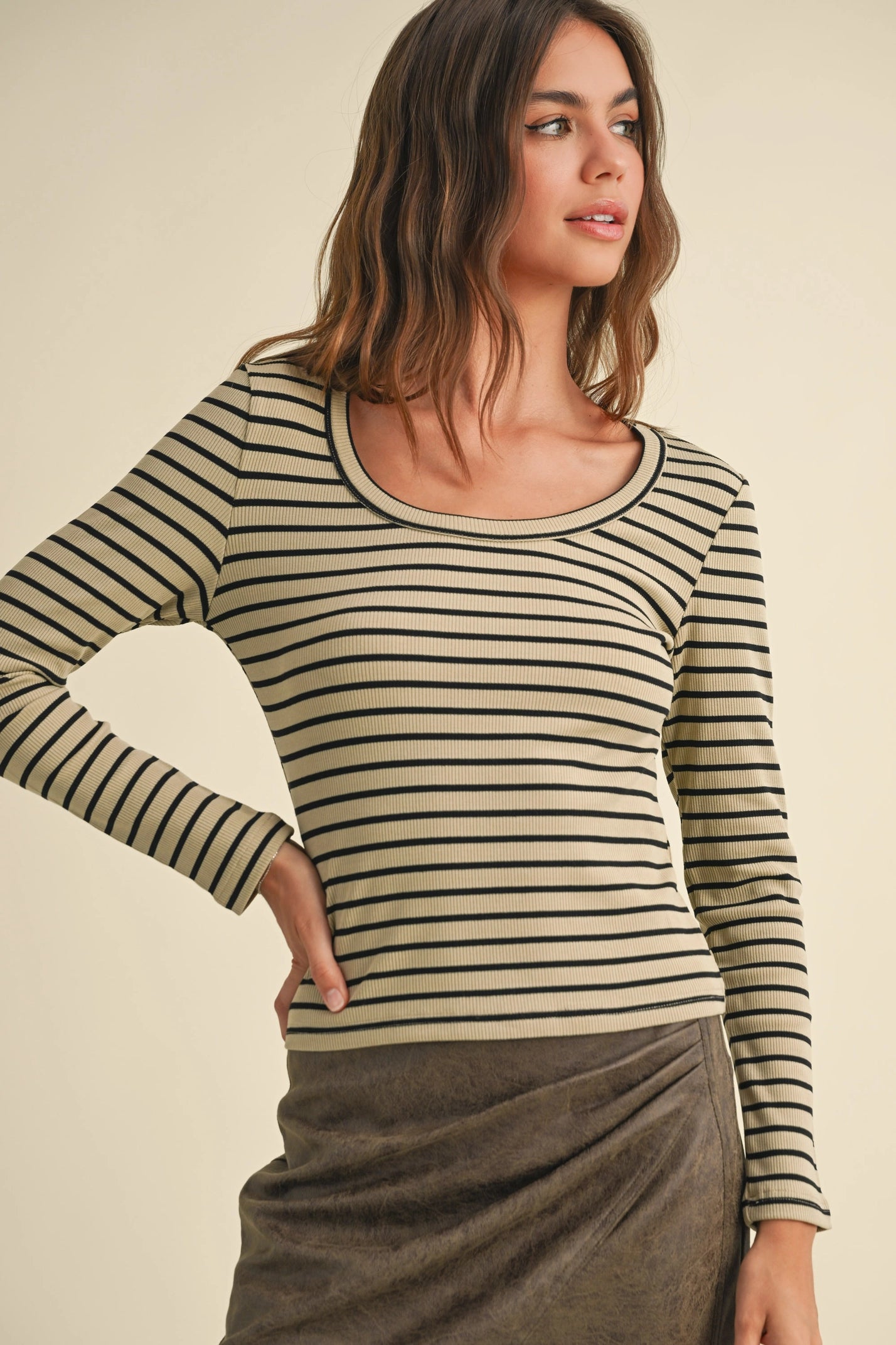 Cocoa & Ebony Striped Top