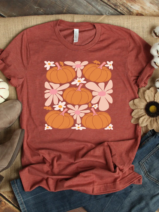 Floral Boho Pumpkin Tee