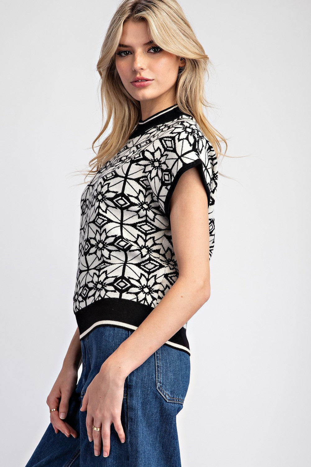 Uptown Girl Geometric Sweater Top