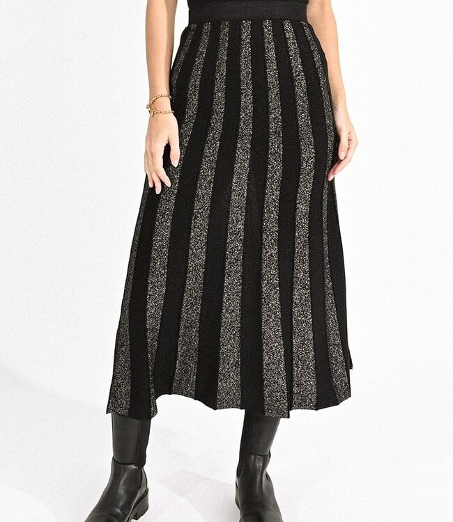 Black Sparkle Stripes Sweater Skirt