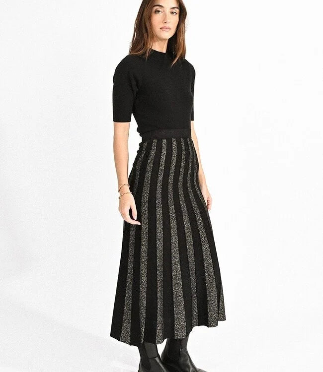 Black Sparkle Stripes Sweater Skirt