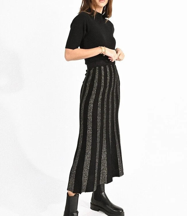 Black Sparkle Stripes Sweater Skirt