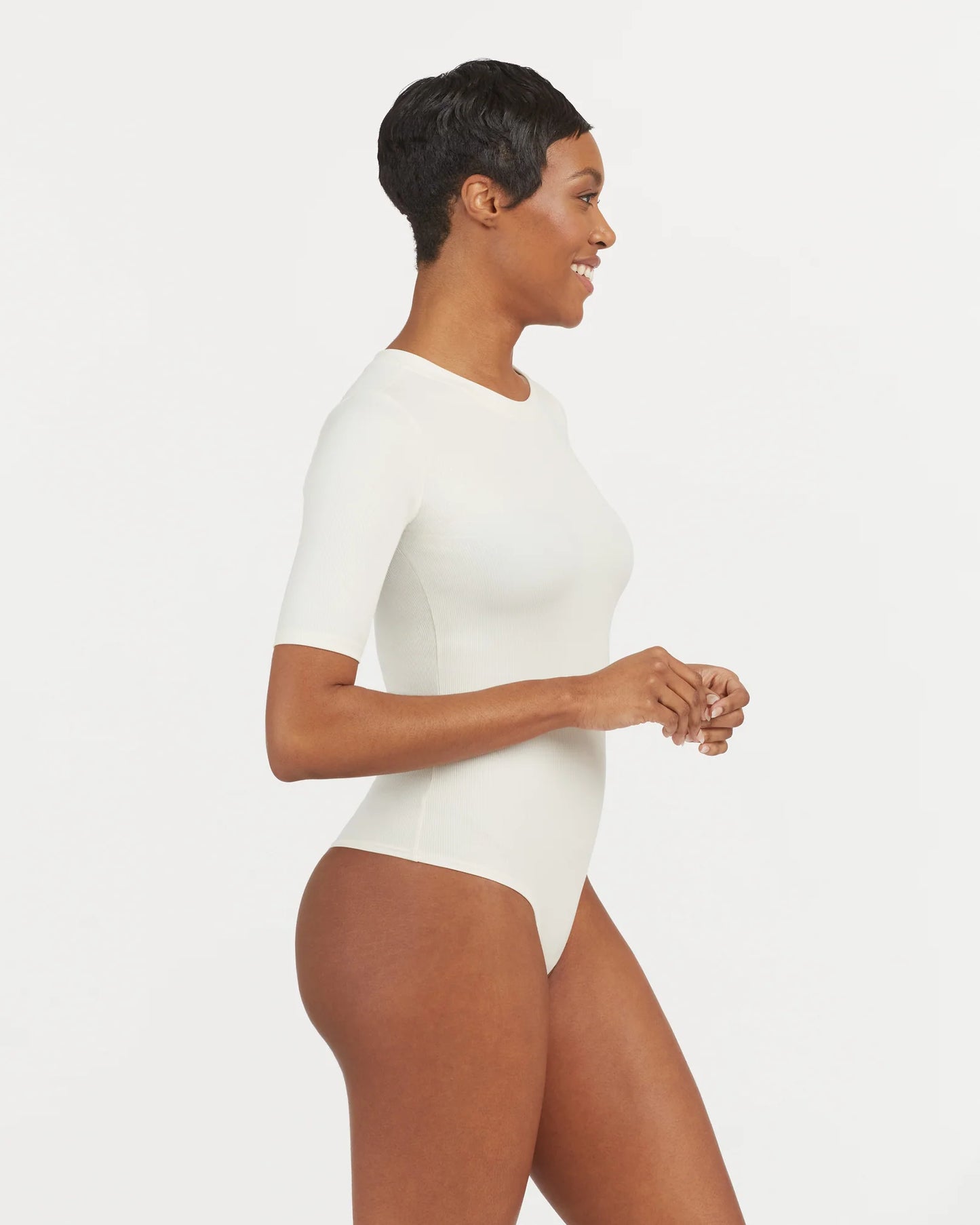 Ribbed Crewneck Bodysuit - Parchment