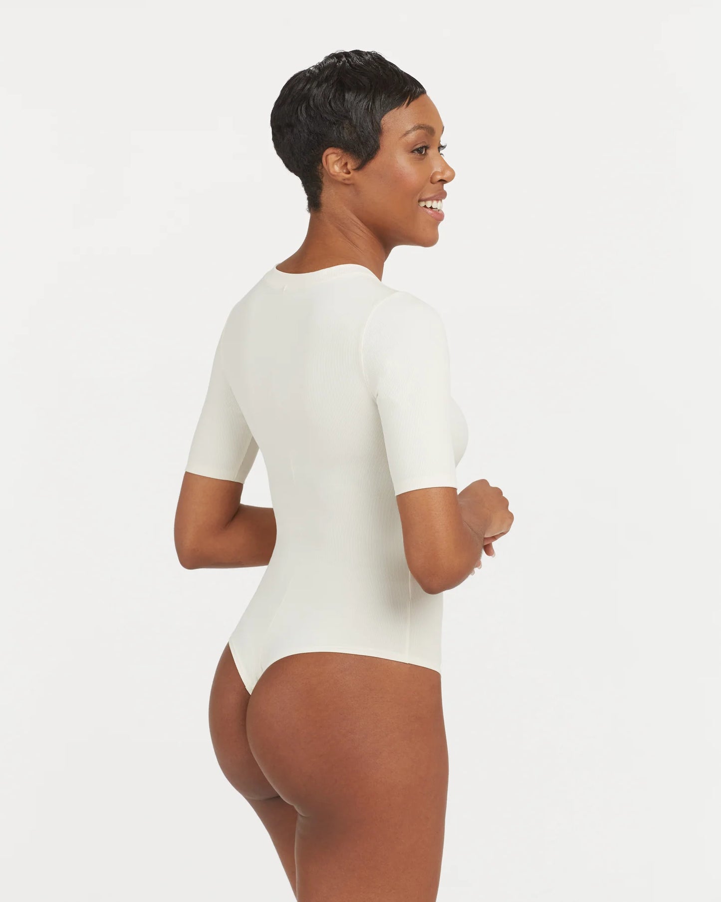 Ribbed Crewneck Bodysuit - Parchment